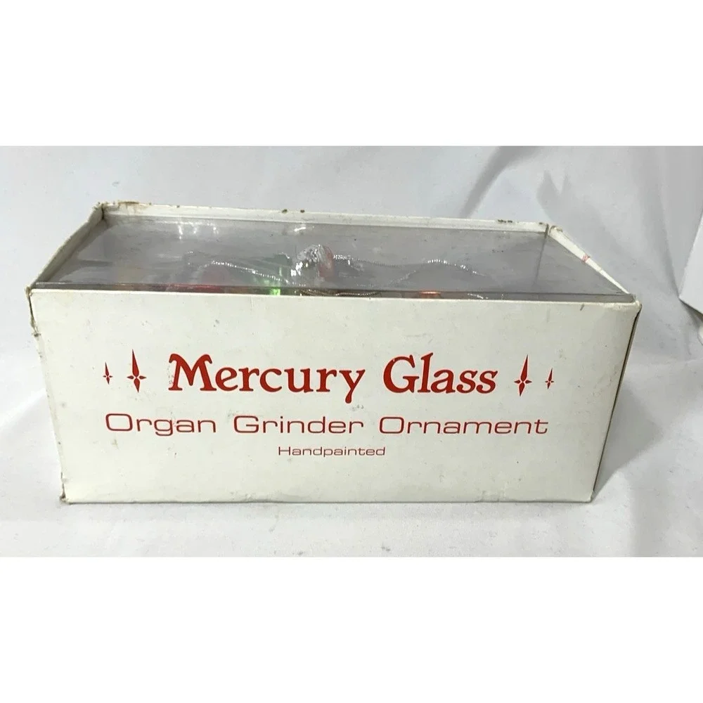 Department 56 Handpainted Mercury Glass Organ Grinder‎ Monkey Christmas Ornament